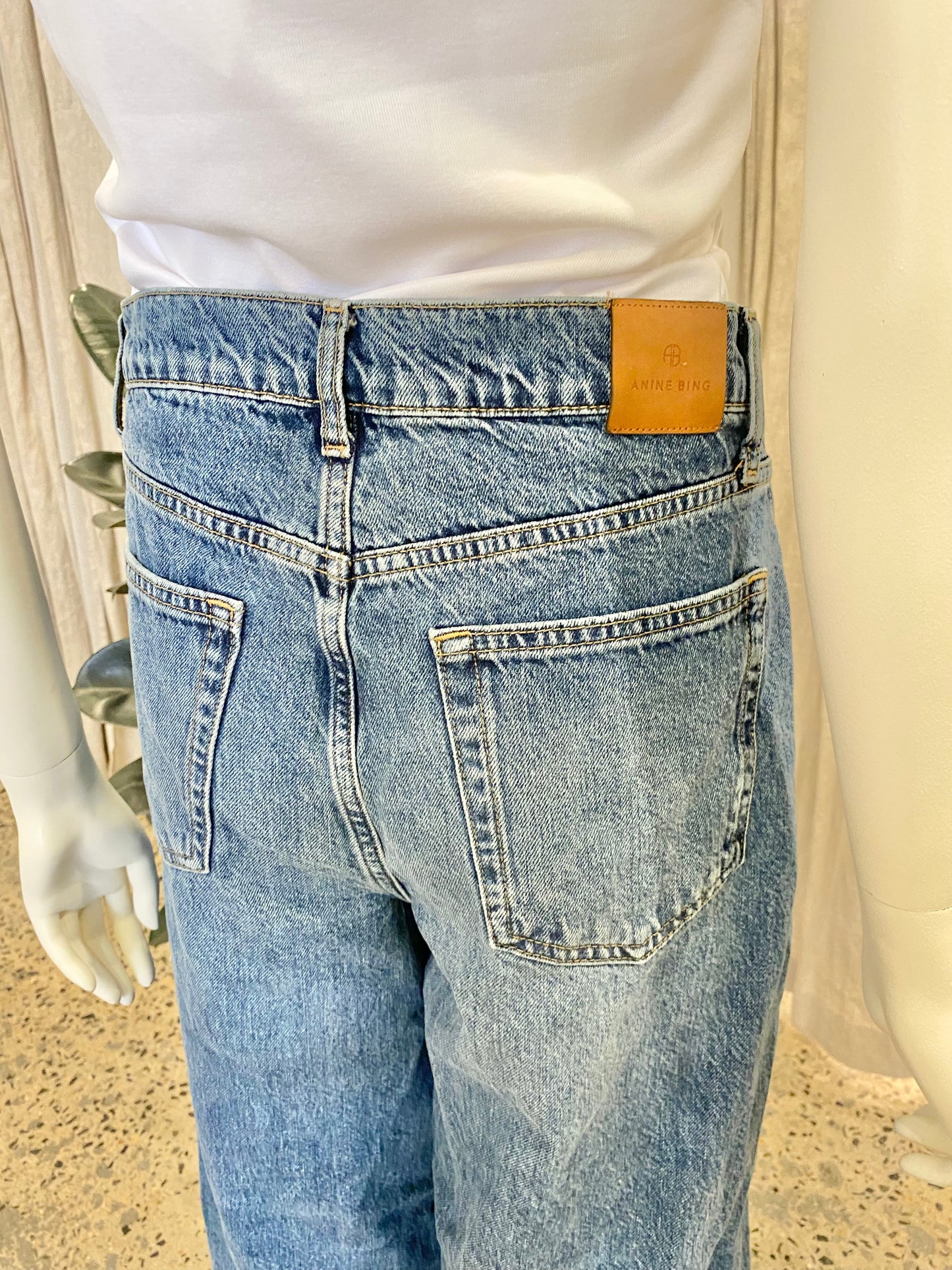 Anine Bing Dark Wash Denim Wide Leg Jeans - Size 29