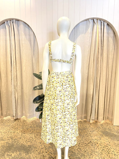 Elka Collective Mari Midi Dress in Citrus Print — Size 8