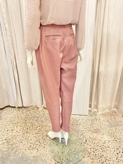 Zimmermann 'Tempest' Leather Pleated Pants in Antique Rose - Size 0 (8)