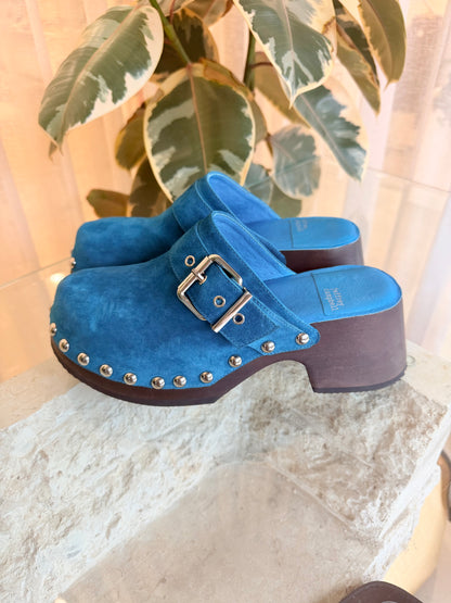 Jeffrey Campbell Blue Suede Clogs - Size 39