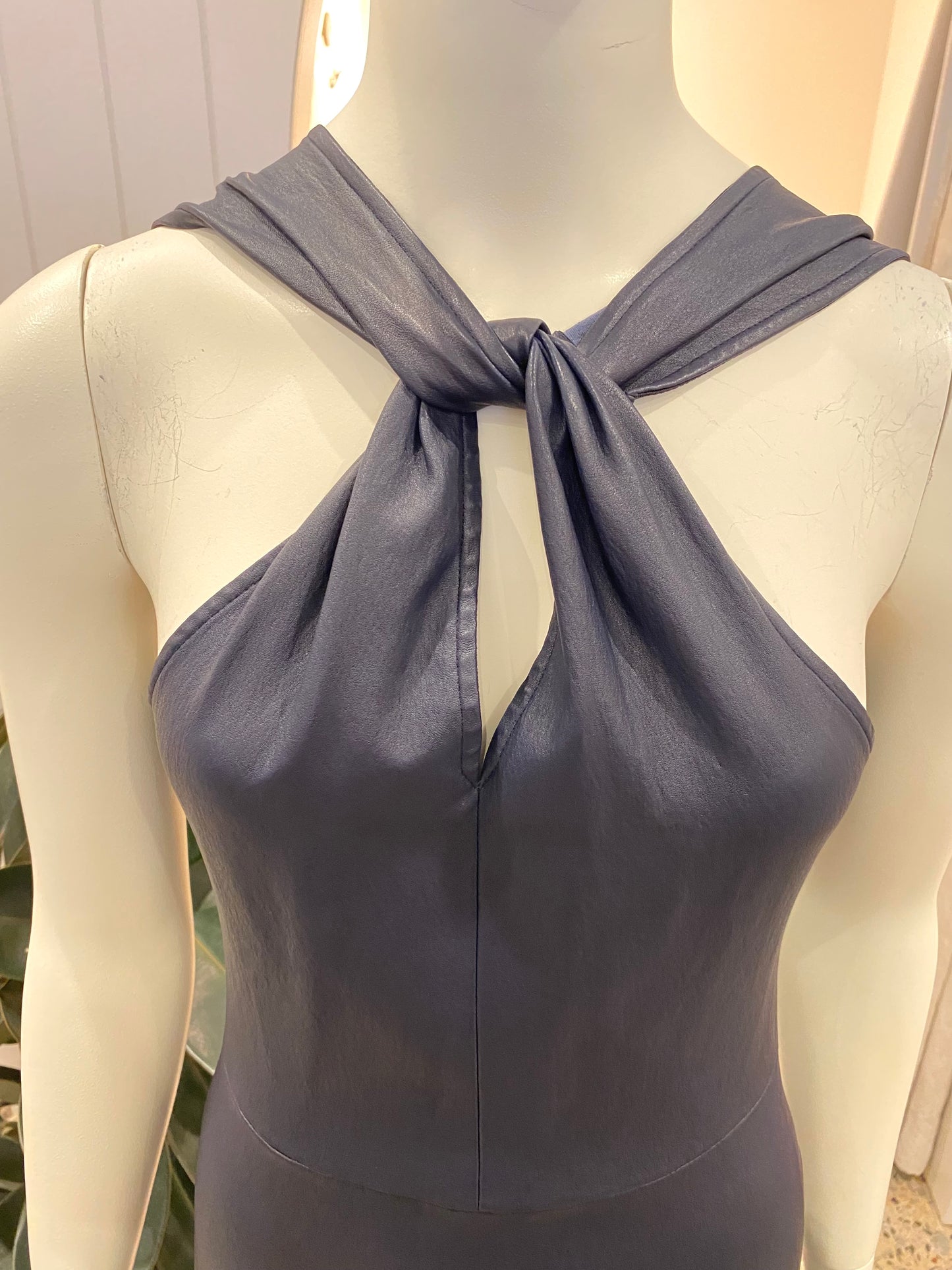 Scanlan Theodore Leather Midi Dress in Navy - Size 8