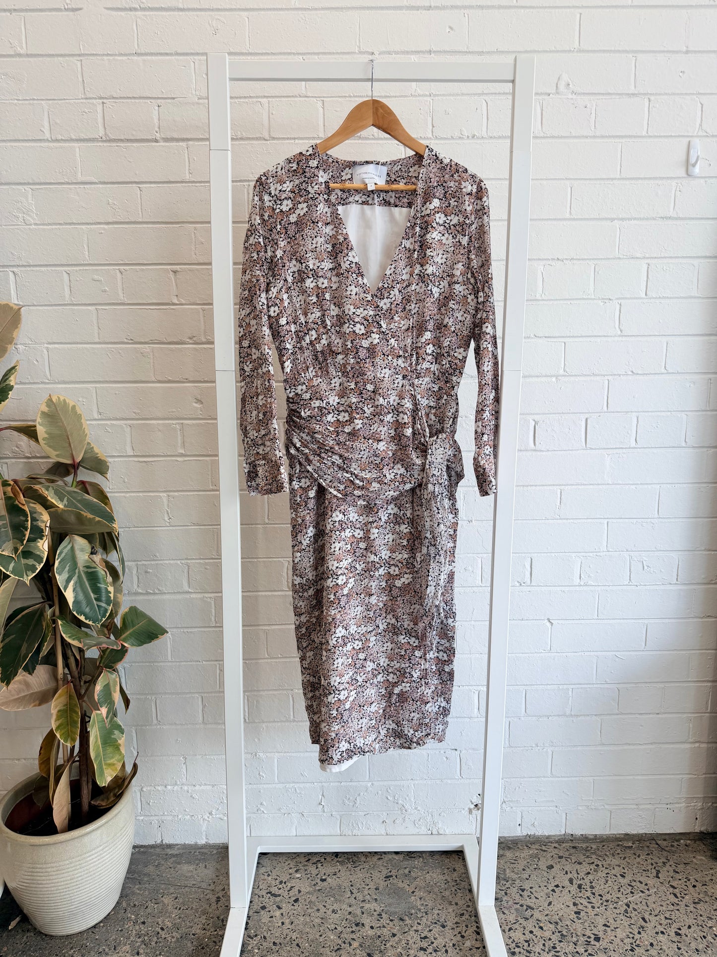 Viktoria and Woods Floral Silk Glacier Midi Dress - Size 3 (12)