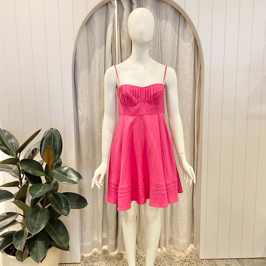 Shona Joy Corded Azelea Pink Mini Dress - Size 8