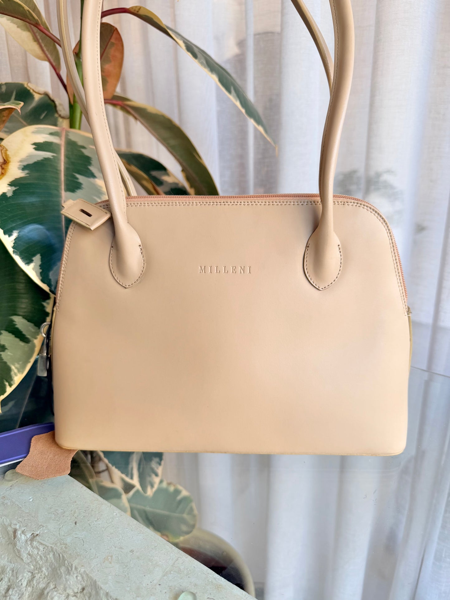 Milleni Camel Leather Shoulder Bag