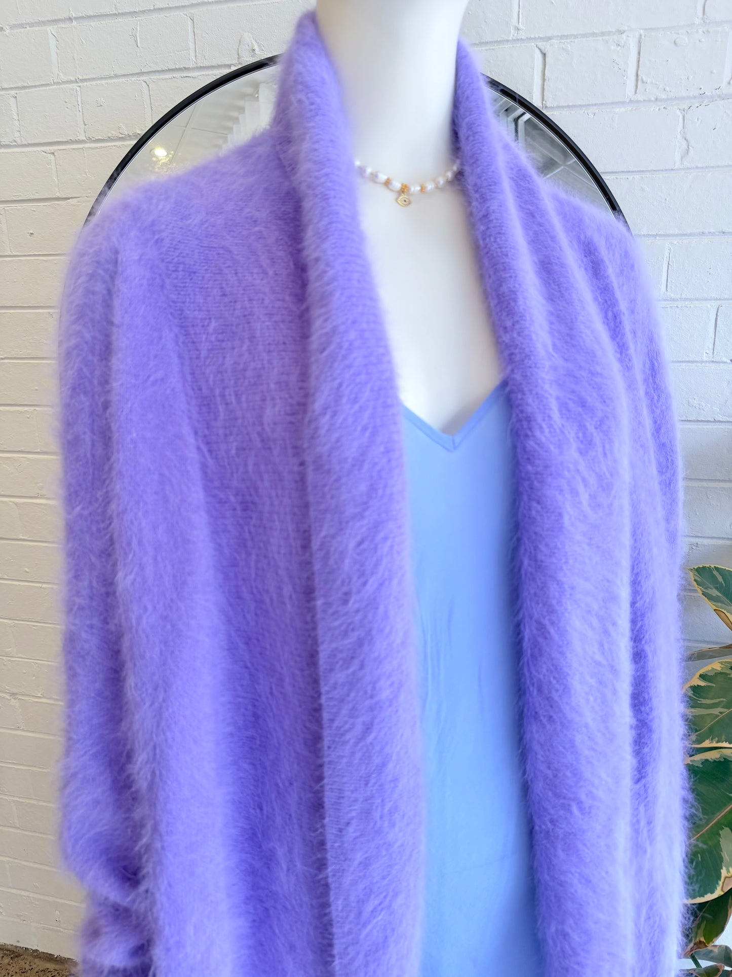 Antalya Angora Longline Cardigan in Purple - One Size (8-12)