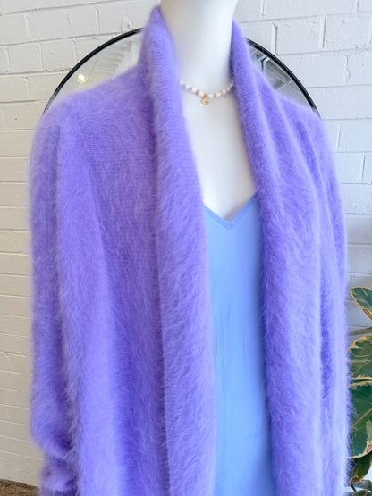 Antalya Angora Longline Cardigan in Purple - One Size (8-12)