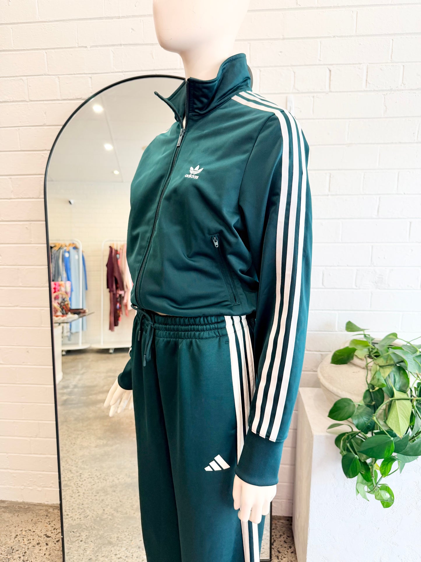 Adidas Dark Green Adicolour Classic Firebird Track Top - Size Small (8-10)