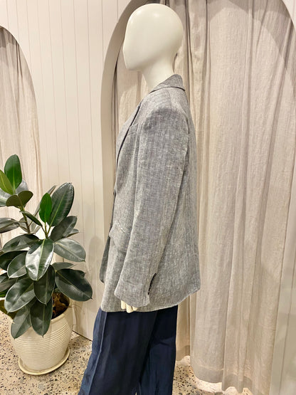 Shona Joy Ash Linen Amanda Blazer - Size 8