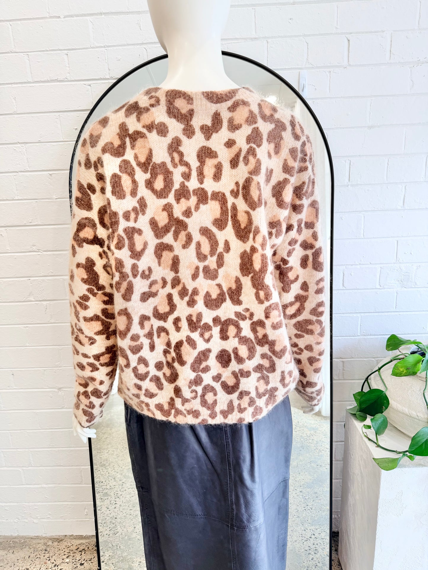 Sezane Leopard Print Knit Jumper - Size Large (14)