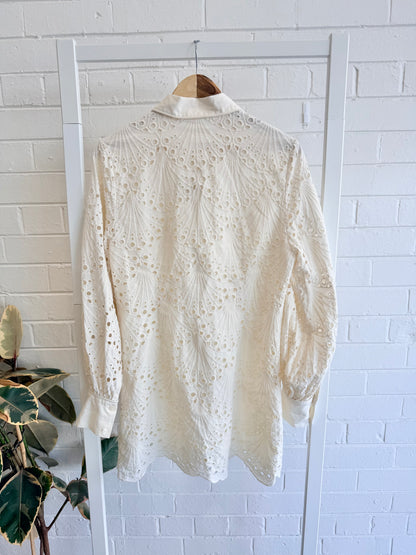Kivari Piper Mini Shirtdress in Cream - Size 12