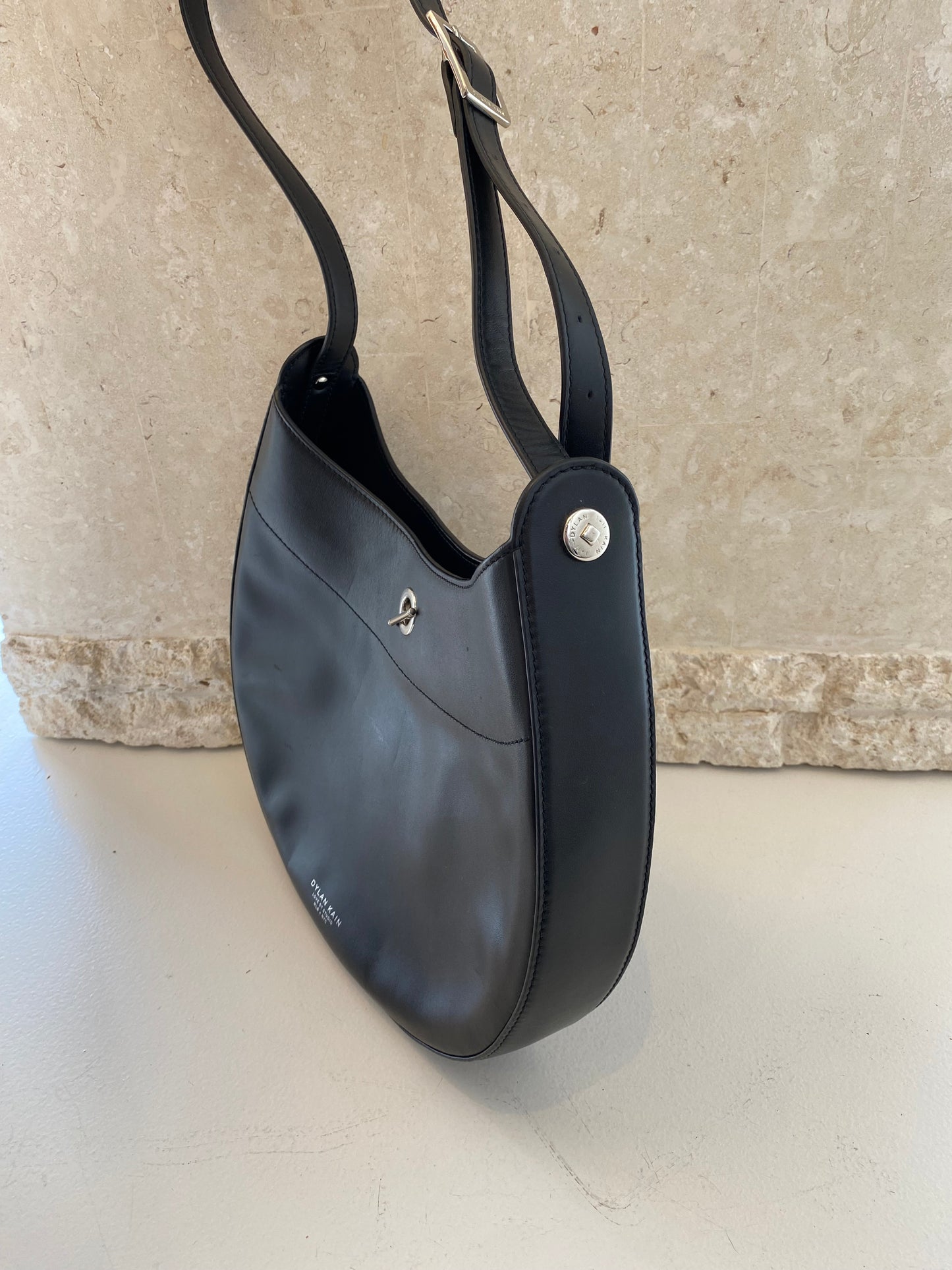 Dylan Kain Black Leather Crescent Bag