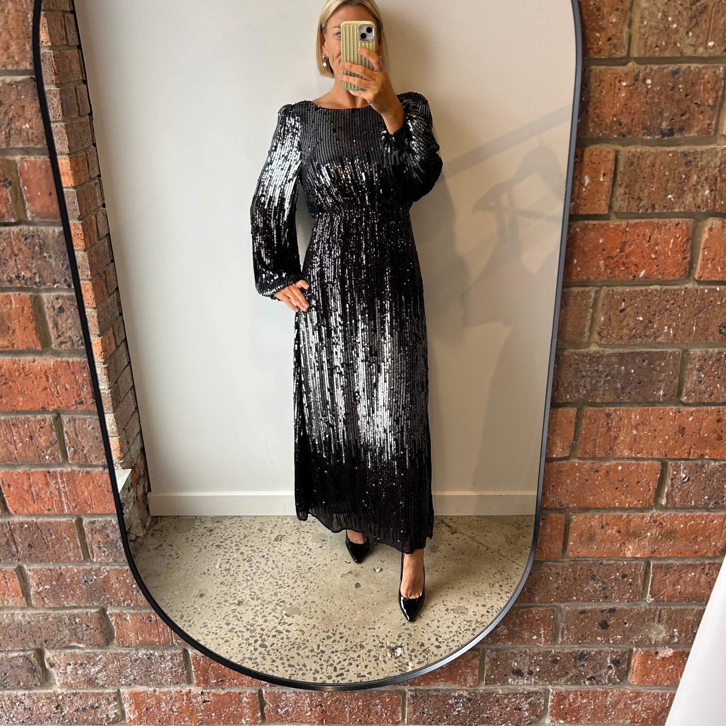 Rixo Black Sequin Maxi Dress - Size 10