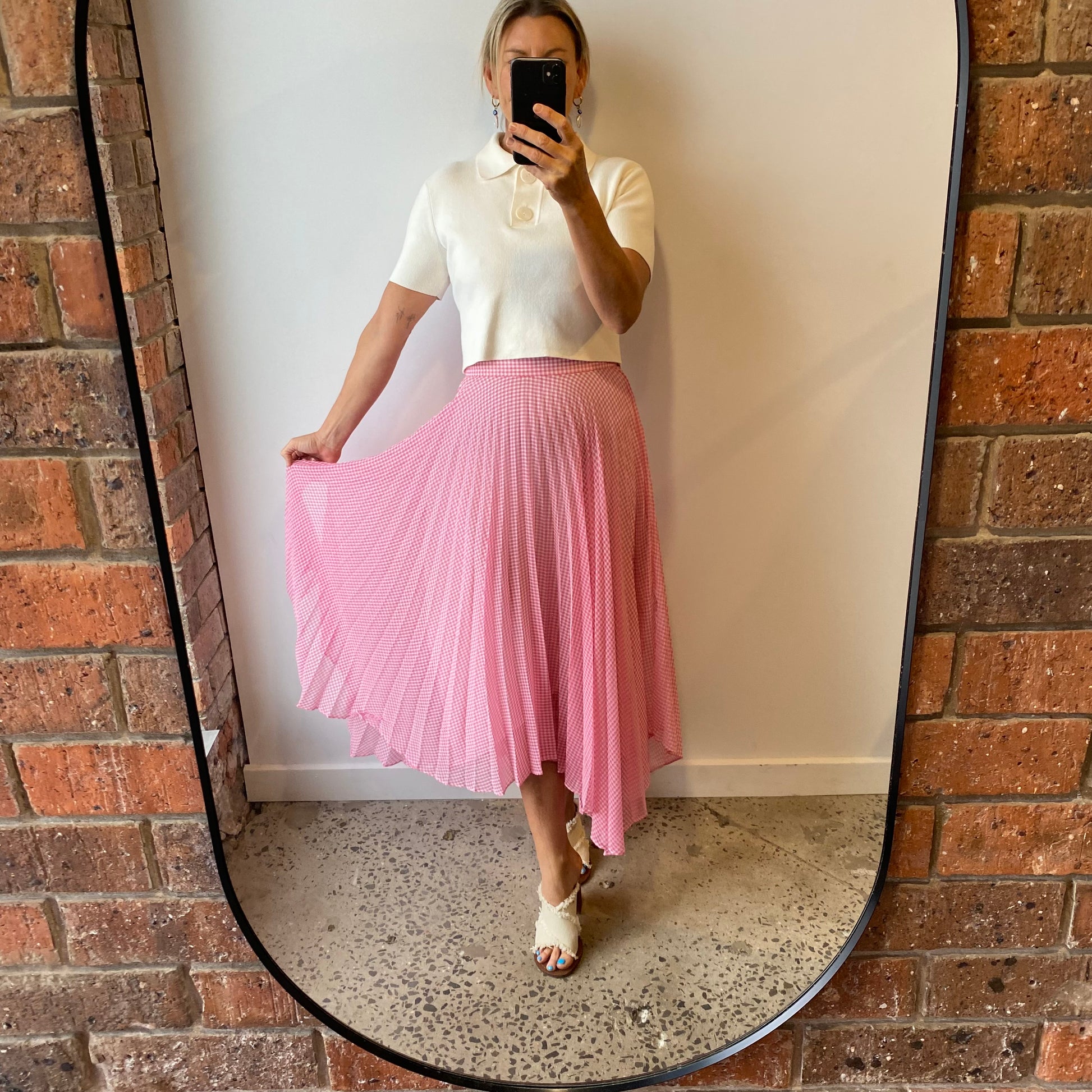 Camilla and Marc Pink Gingham Midi Skirt Size 10 – Pre Loved Geelong
