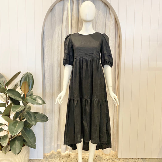 Aere Linen Midi Dress - Size 10