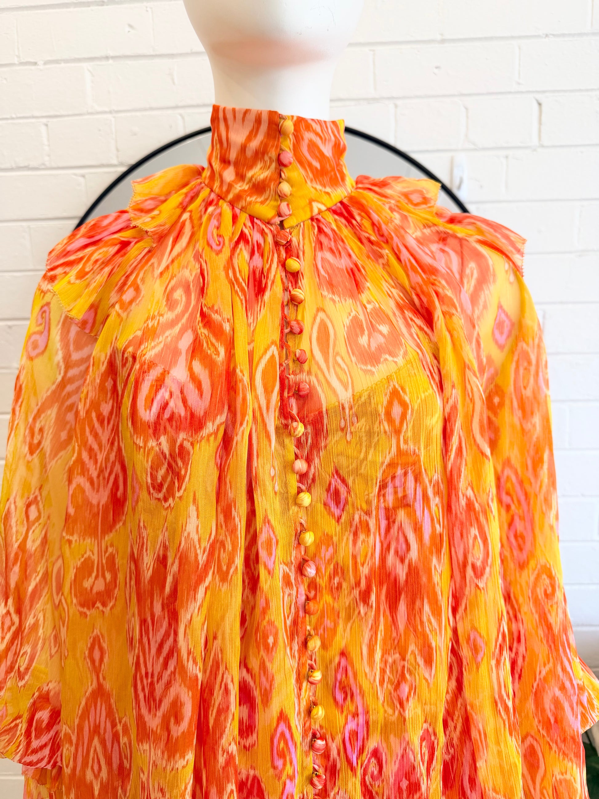 Zimmermann Golden Brightside Silk Frill Blouse - Size 8 - 10 Pre-Loved Geelong 5