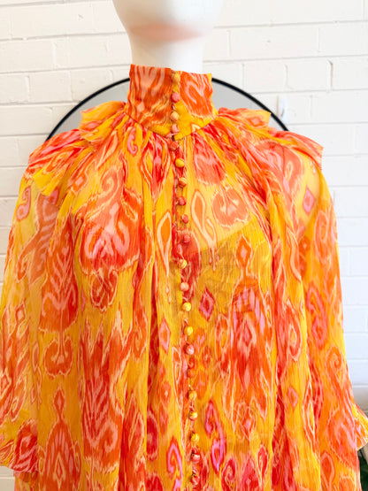Zimmermann Golden Brightside Silk Frill Blouse - Size 8 - 10 Pre-Loved Geelong 5