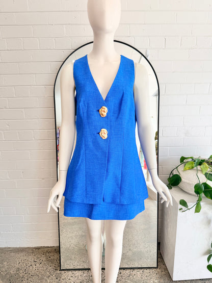Sheike Colbalt Blue Mini Skirt and Vest - Size 12 - Pre-Loved Geelong