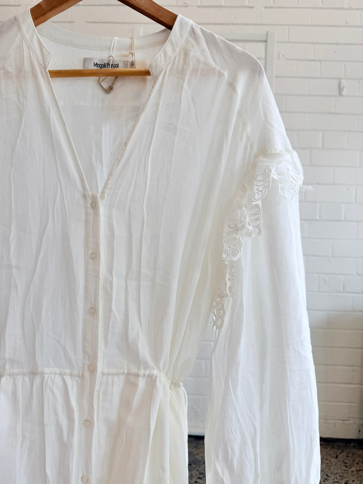 Magali Pascal White Josette Long Dress - Size L (12 - 16)