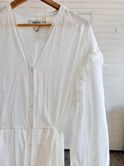Magali Pascal White Josette Long Dress - Size L (12 - 16)