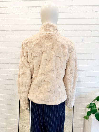 Review Oatmeal Sovereign Faux Fur Jacket - Size 10