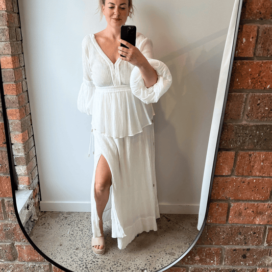 Country Road Seersucker Co-Ord Set in White - Size 16