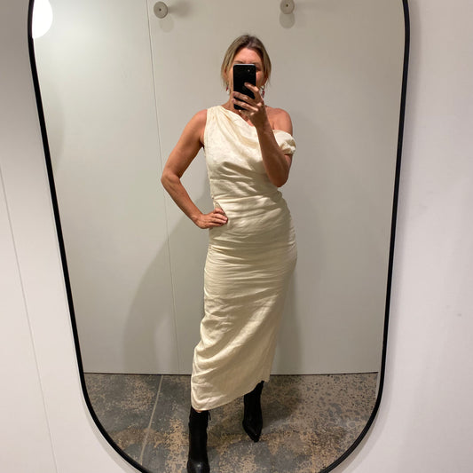 Dissh Casss Buttermilk Linen Midi Dress BMWT - Size 6