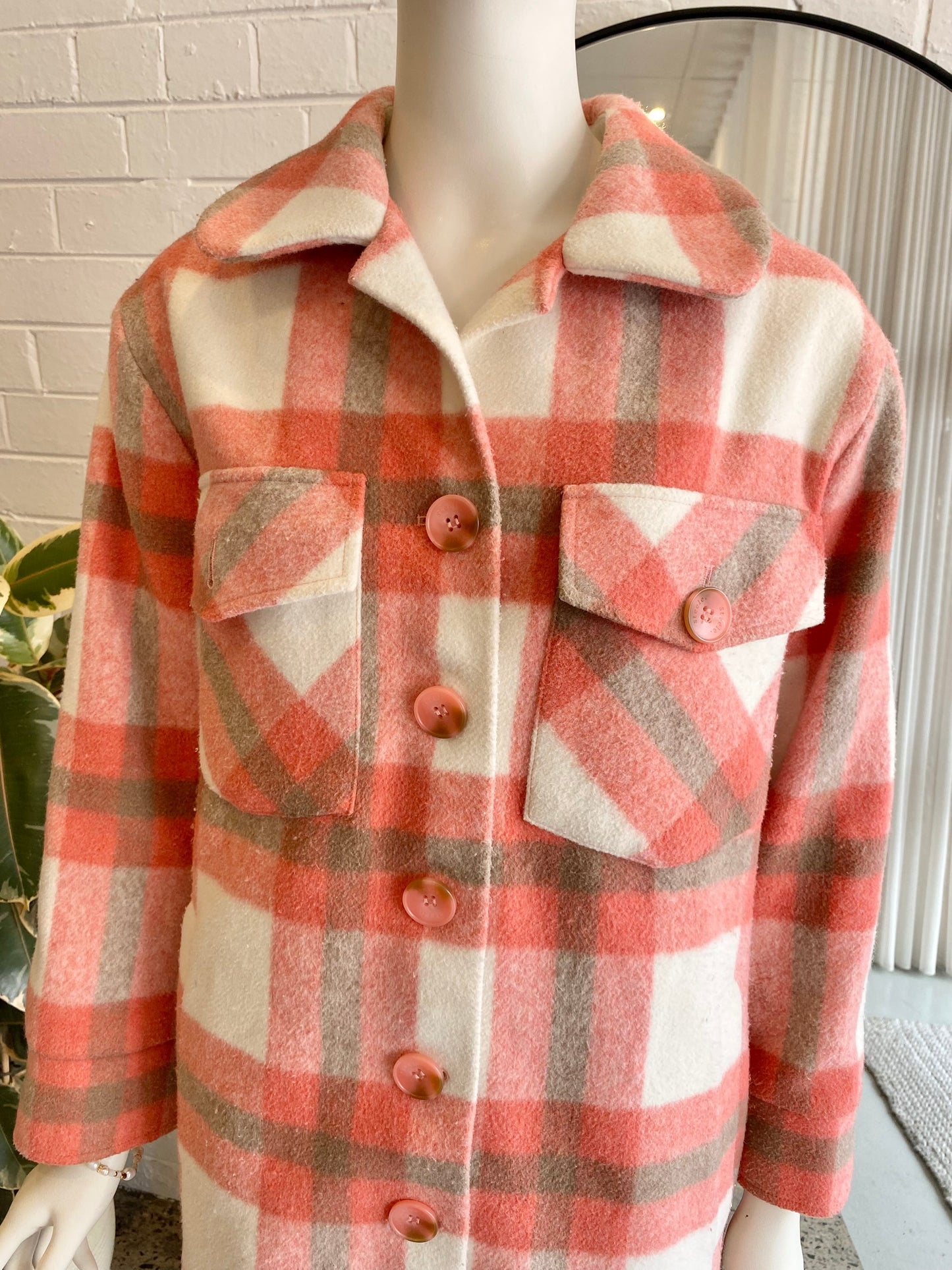 Steele Pink Pigalle Check Shacket - Size S (10)
