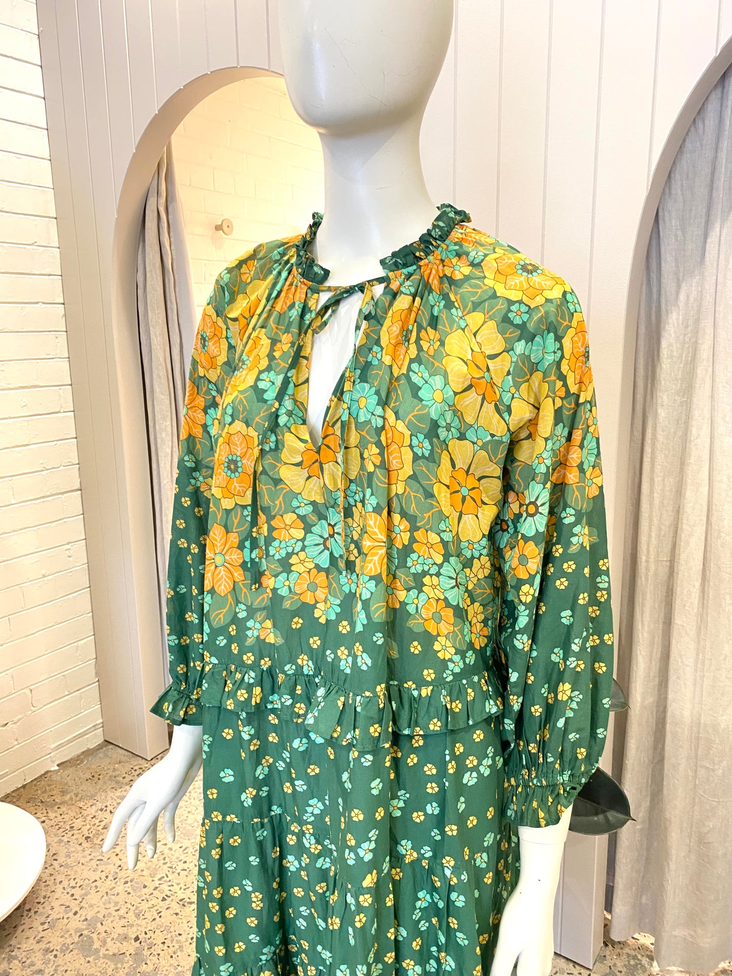 Bohemian Traders Poseidon Ruffle Neck Dress - Size 10