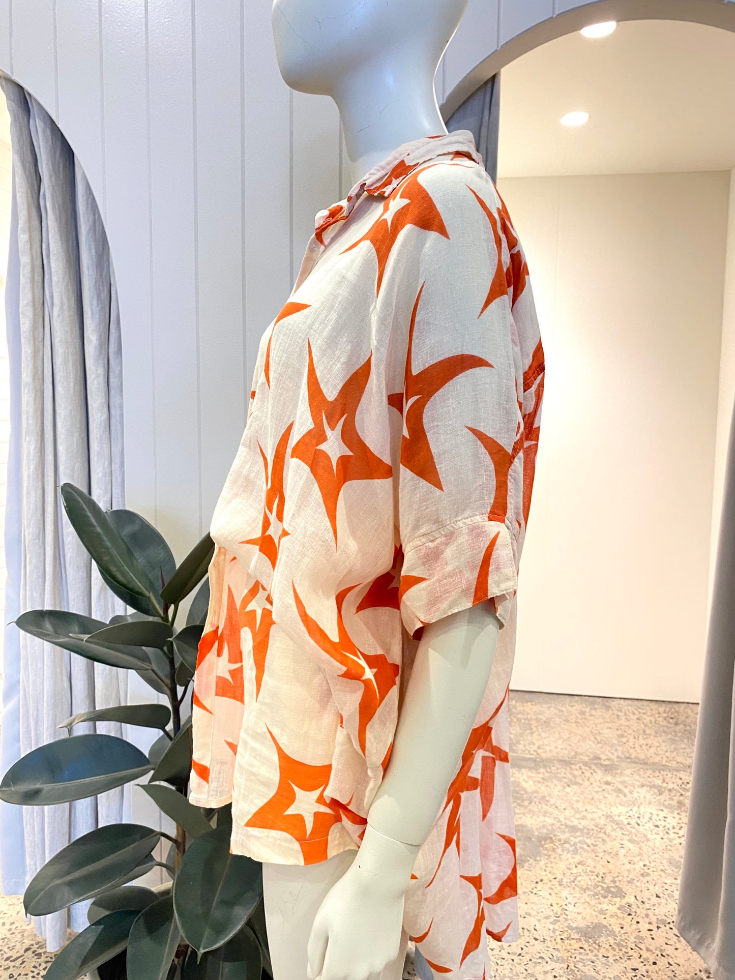 Lokoa Linen Star Set in Tangerine - One Size (10-14)