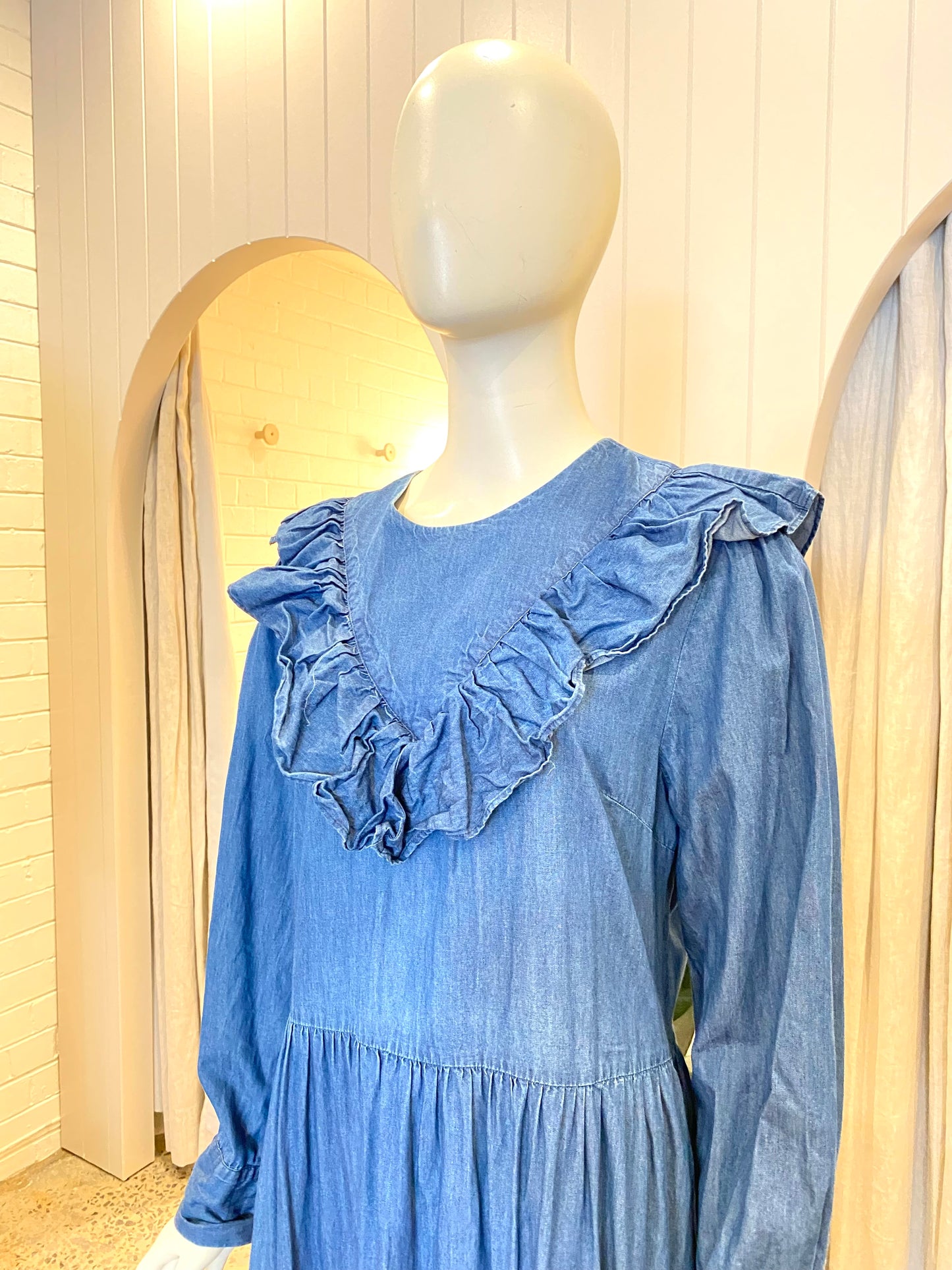 Selected Femme Denim Prairie Dress - Size 42 (10/12)