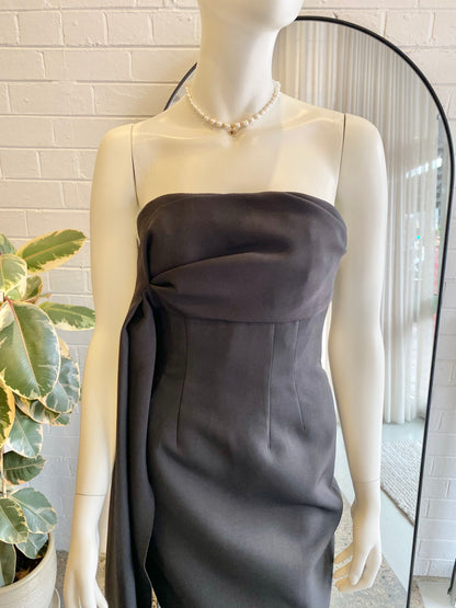 Rachel Gilbert Black Strapless Midi Dress - Size 1 (8)