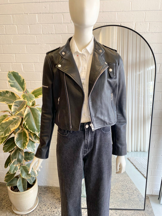 Scanlan Theodore Black Leather Jacket - Size 8/10