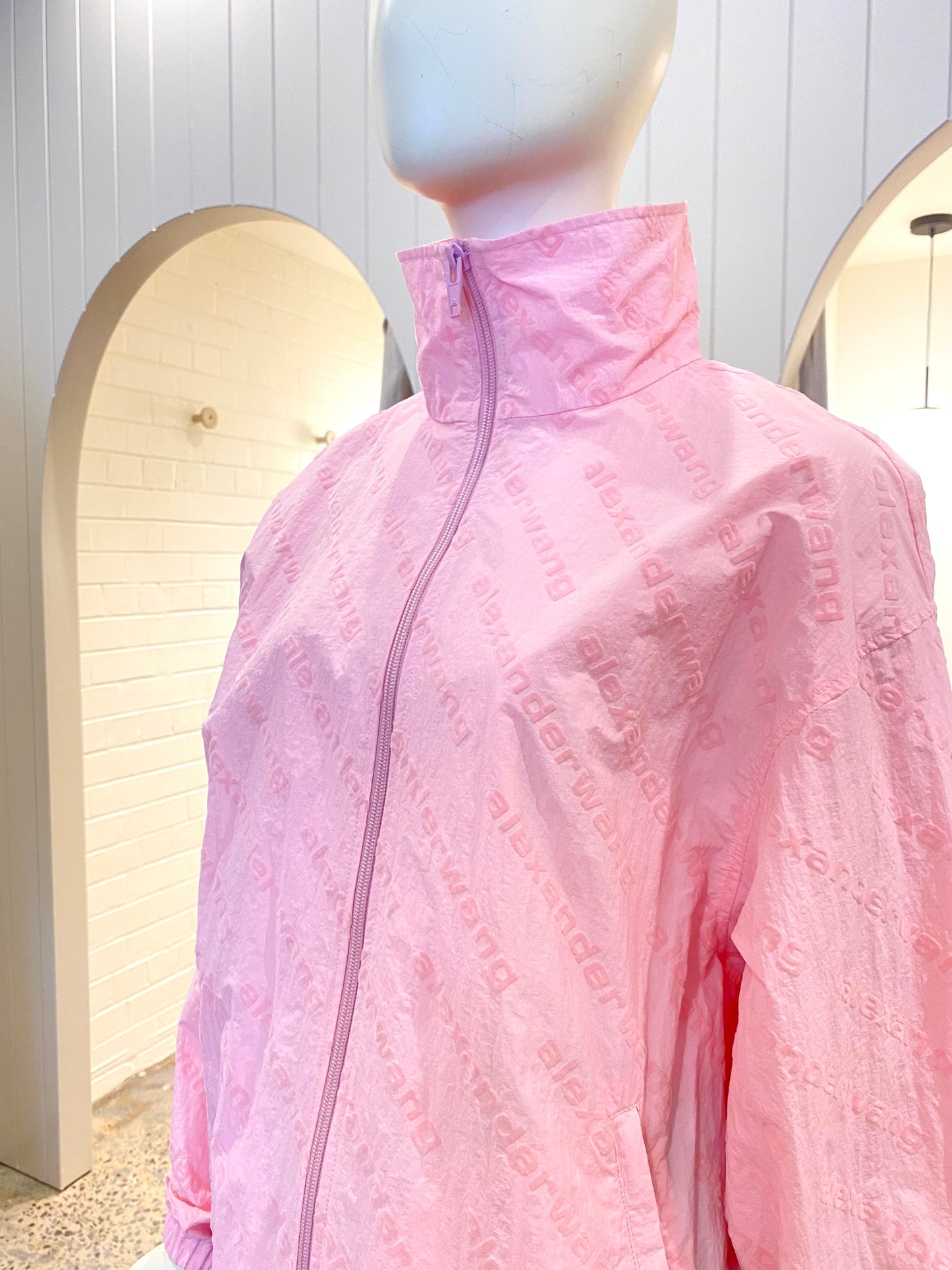 Alexander Wang Flocked Logo Oversized Track Jacket - Size XS (8)