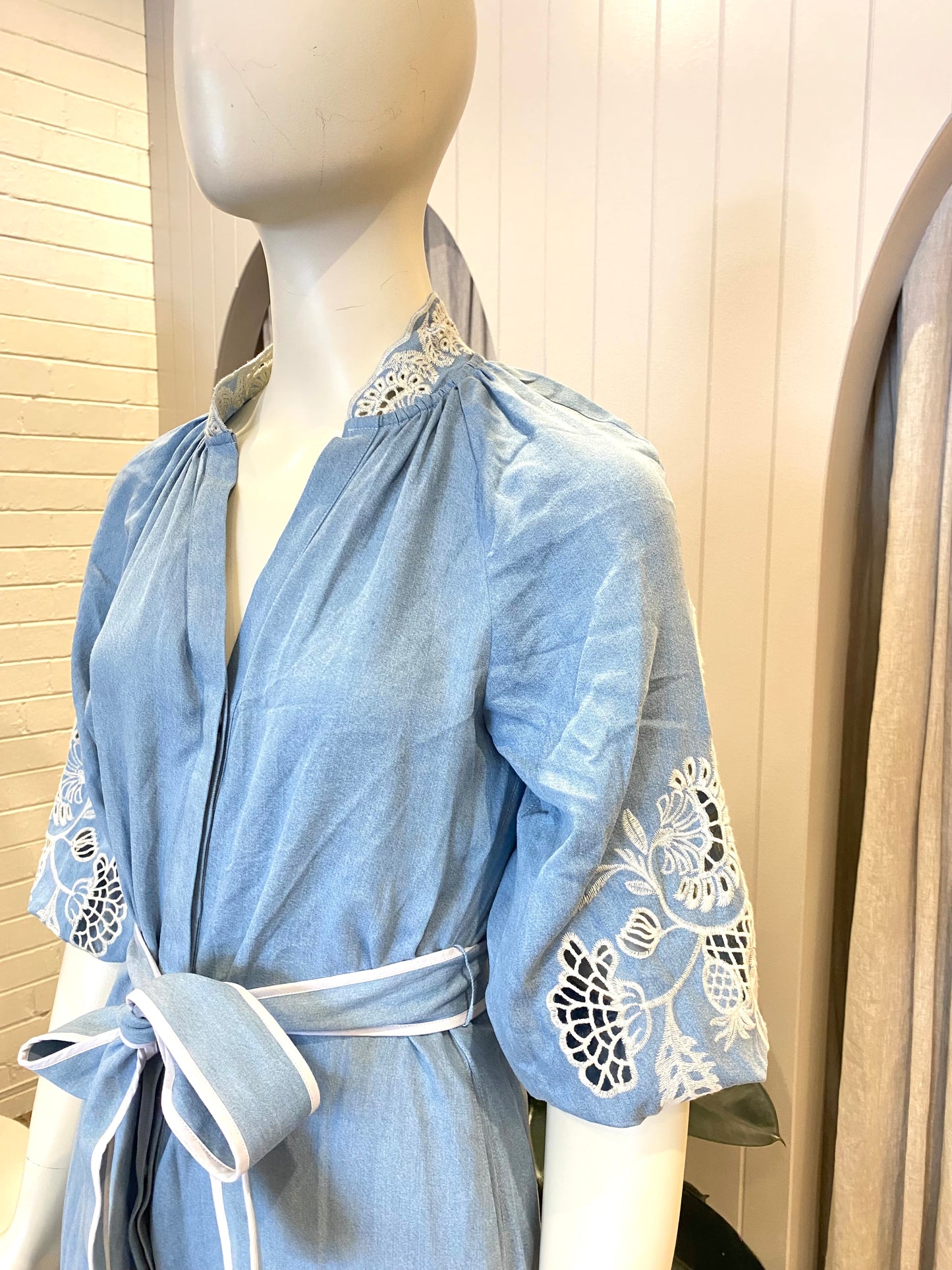 Once Was Amara Tencel Embroidered Maxi Dress - Size 1