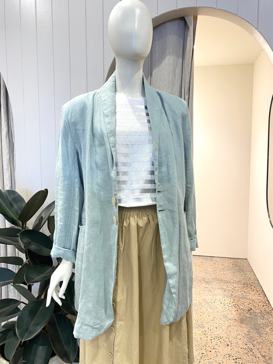 Flannel Harper Linen Blazer in Mint - Size 3 (12)