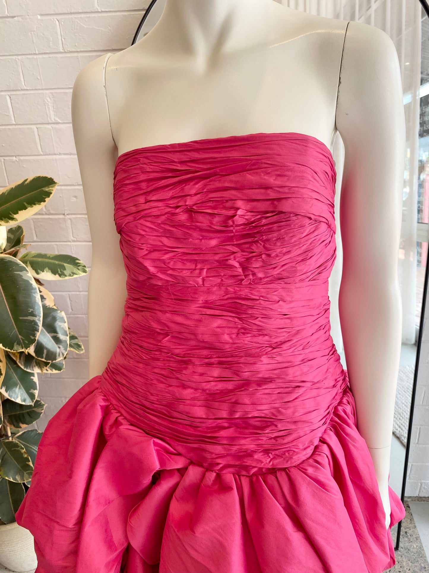 Aje Piacere Fuchsia Bubble Hem Mini Dress - Size 16