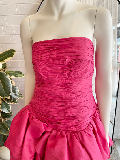 Aje Piacere Fuchsia Bubble Hem Mini Dress - Size 16
