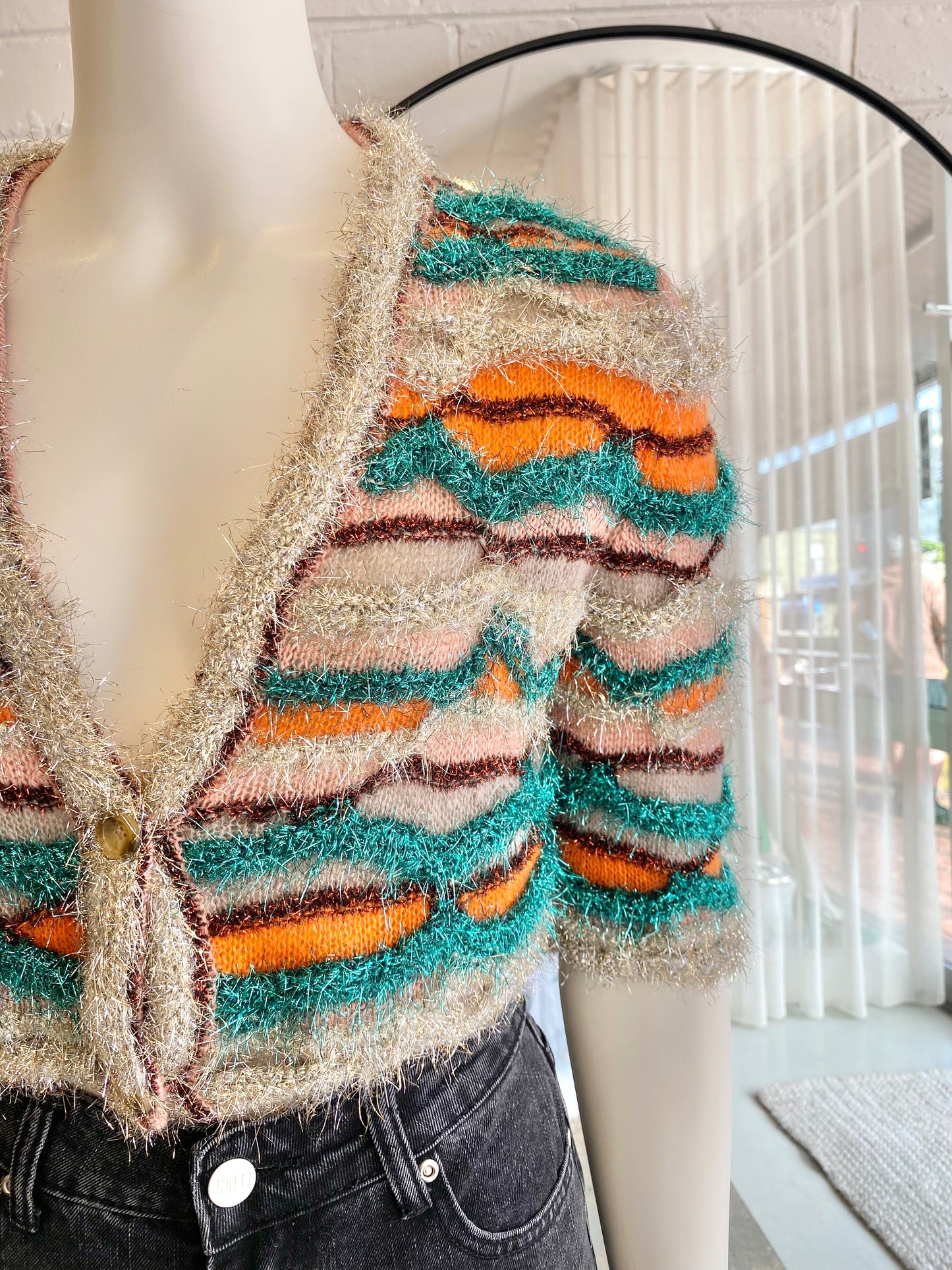 M Missoni Collection Multicolour Wave Metallic Cropped Cardigan - Size S (8/10)