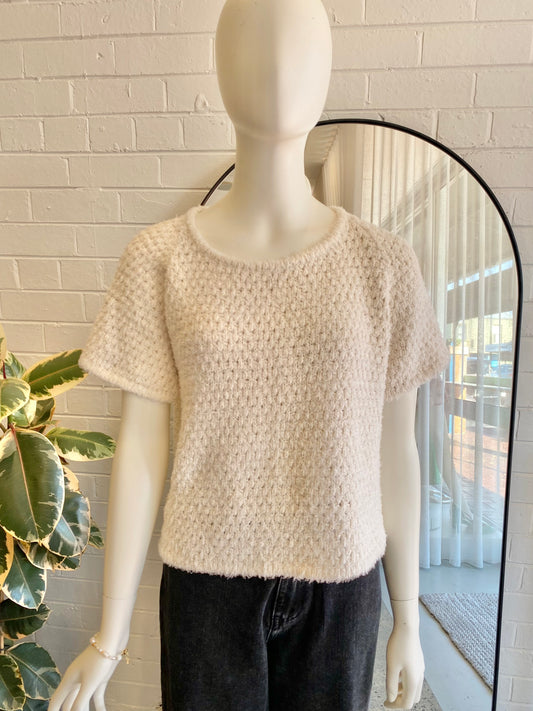 American Vintage Cream Cyanbay Cotton Knit Tee - Size XS/S