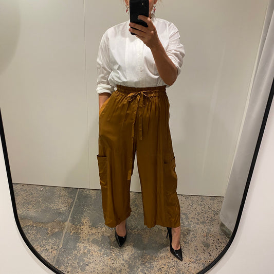 Lee Mathews Silk Lounge Pants in Tobacco - Size 1 (10)