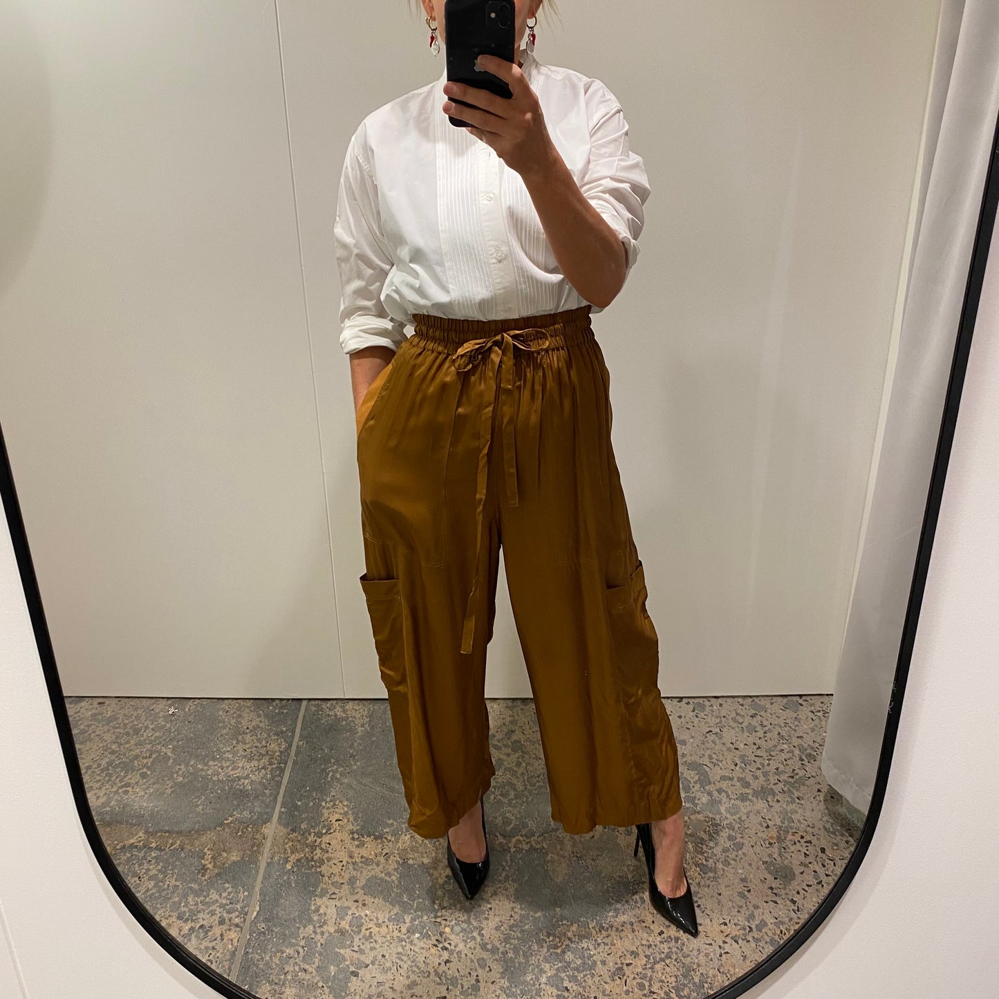 Lee Mathews Silk Lounge Pants in Tobacco - Size 1 (10)