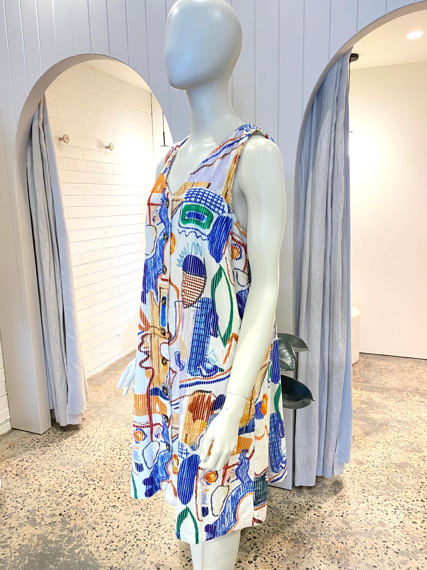 Wolf and Mishka Cord Printed Dress - Size L