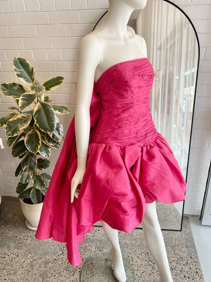 Aje Piacere Fuchsia Bubble Hem Mini Dress - Size 16