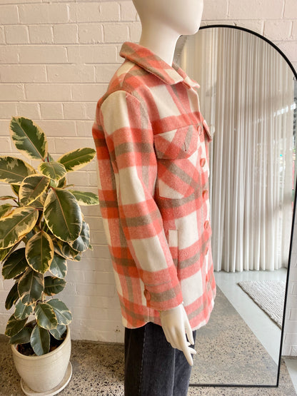Steele Pink Pigalle Check Shacket - Size S (10)