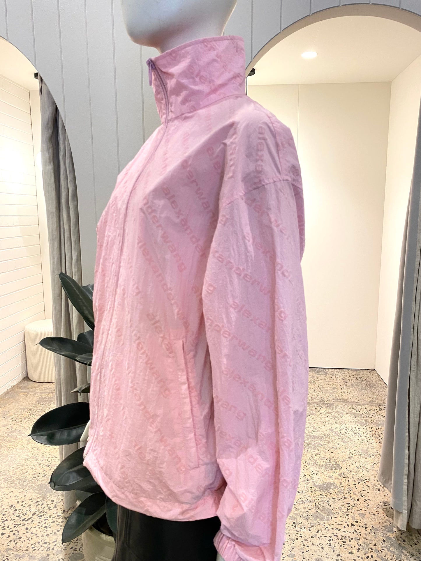 Alexander Wang Flocked Logo Oversized Track Jacket - Size XS (8)