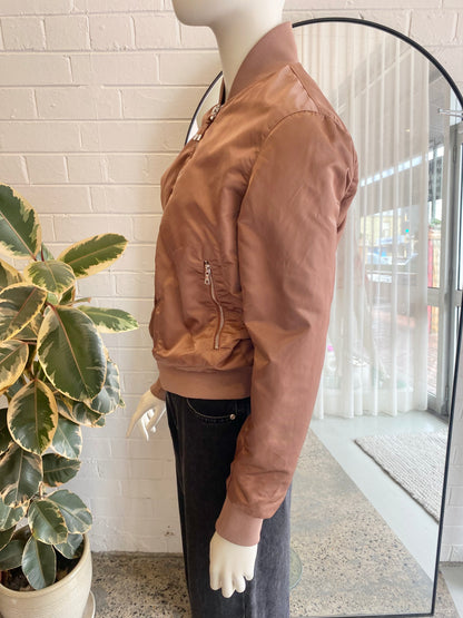 Acne Studios Terracotta Azura Rose Satin Bomber Jacket - Size S