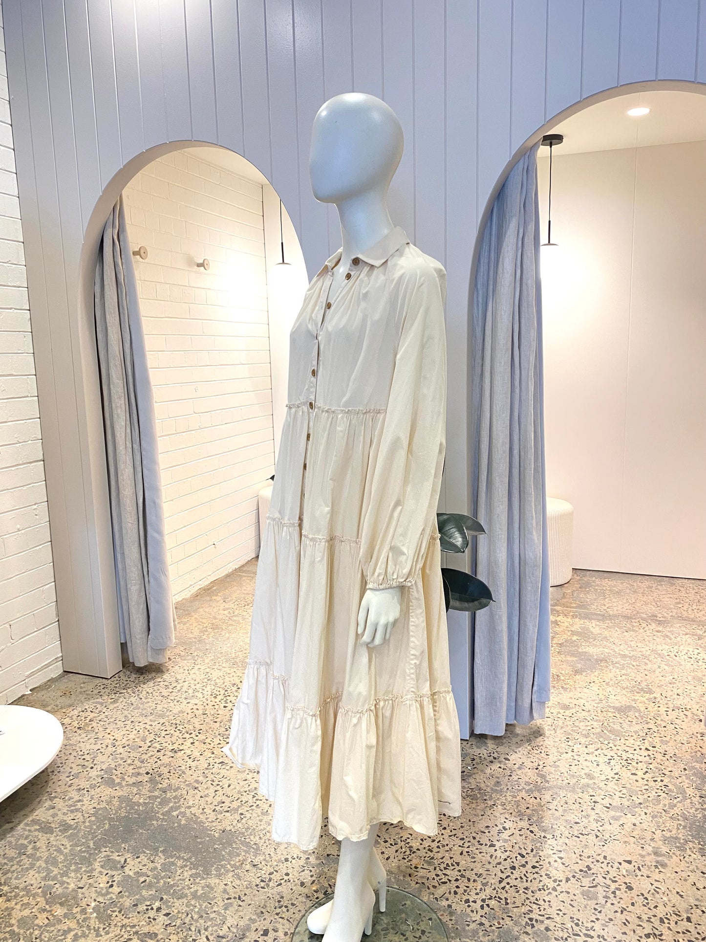 ByTimo Cream Tiered Midi Dress - Size 14