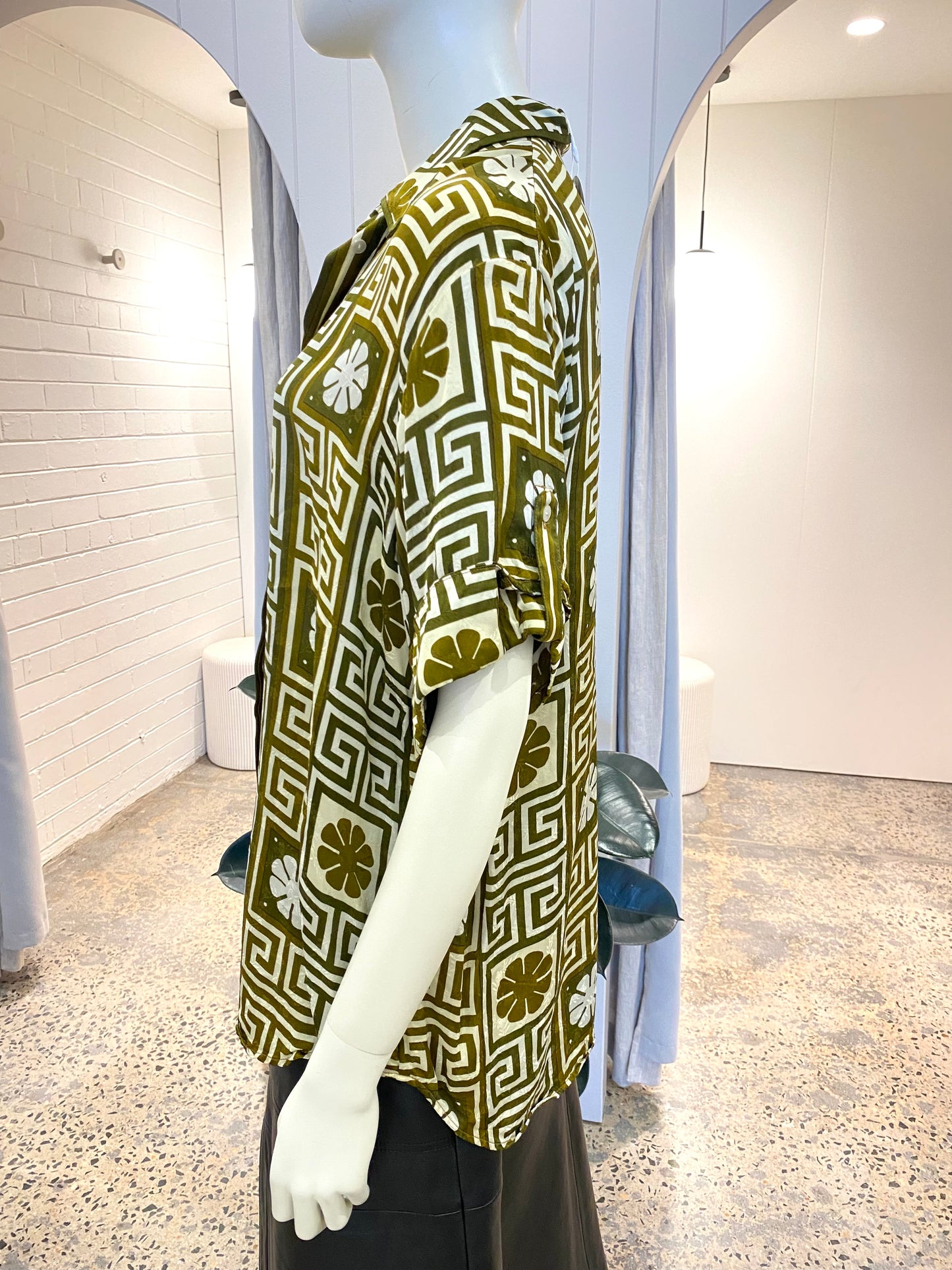 Alemais Dimi Jacquard Khaki Shirt - Size 12