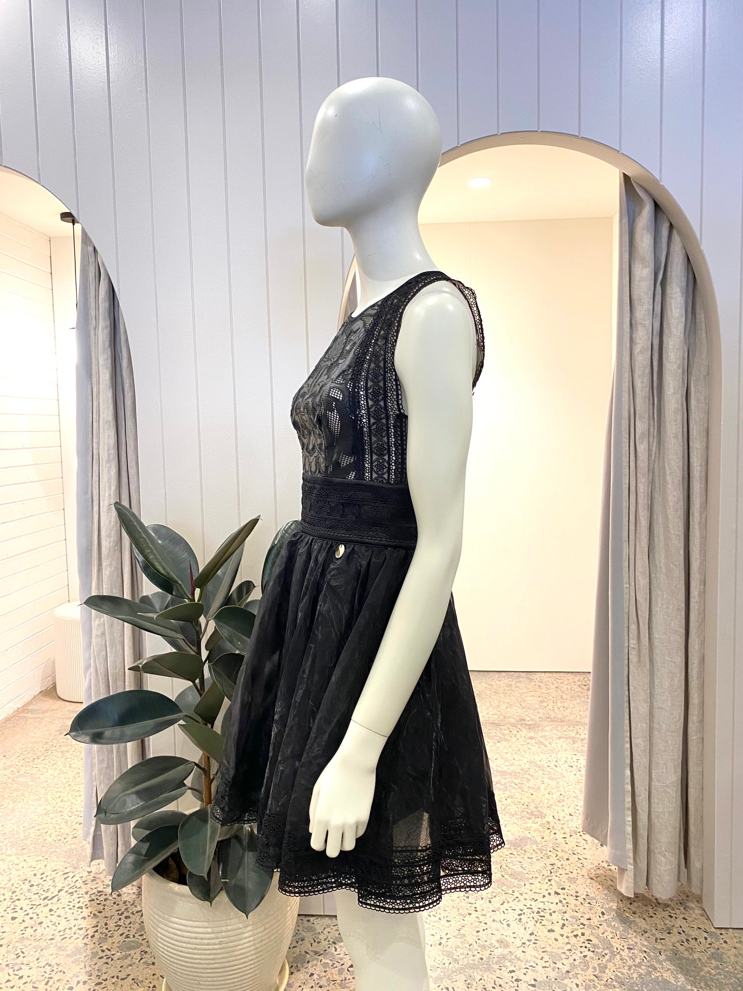 Bronx & Banco Lace Mini Dress in Black - Size 8