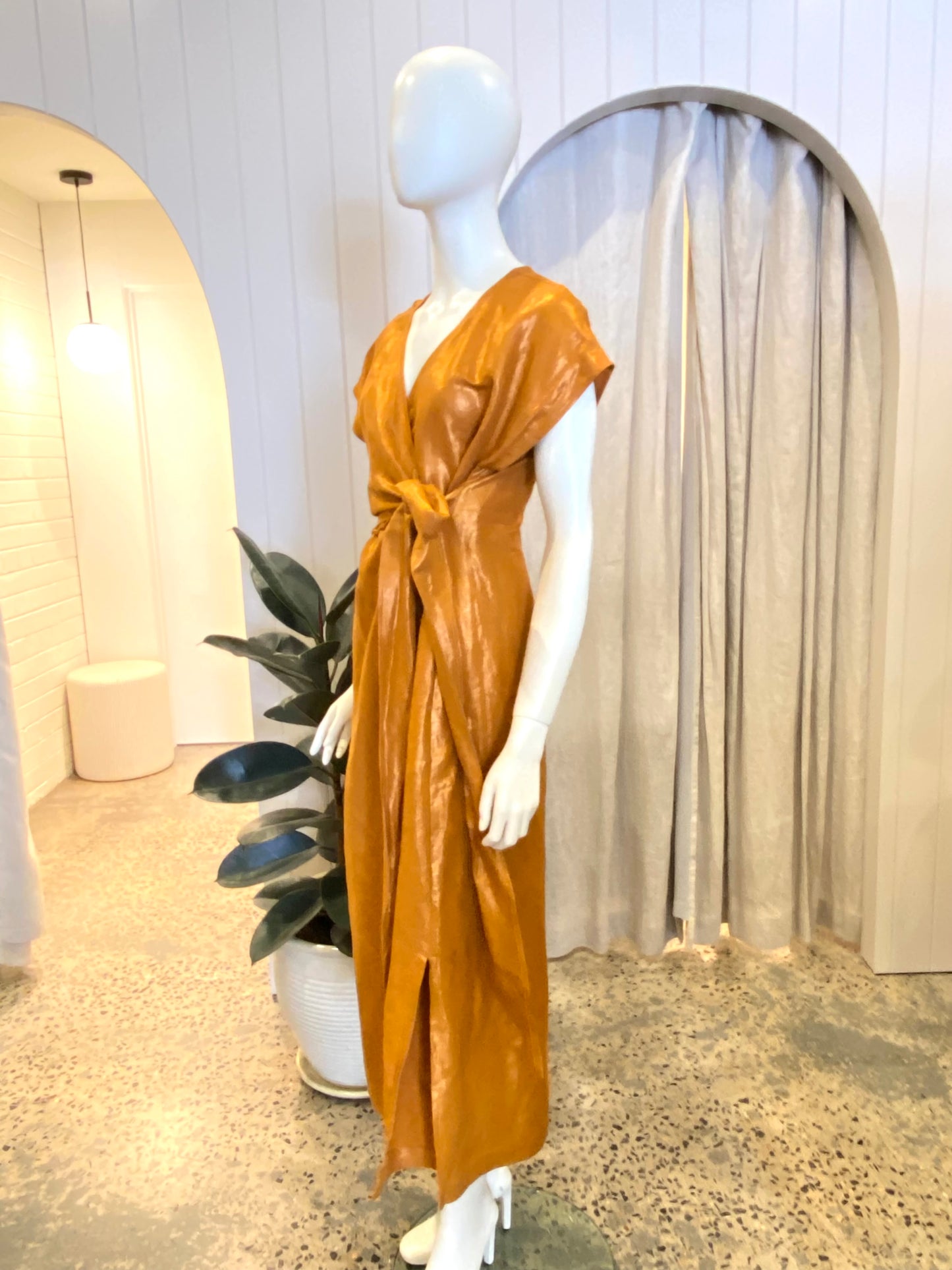 Elk Jopa Midi Dress in Copper - Size 10